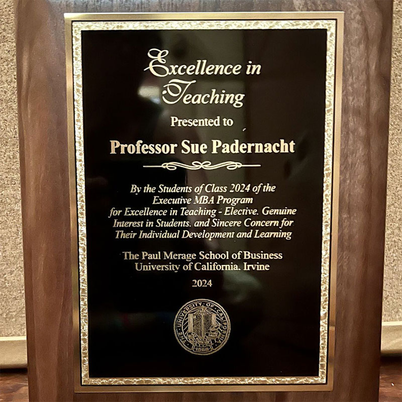 Sue Padernacht Excellence In Teaching Award 2024